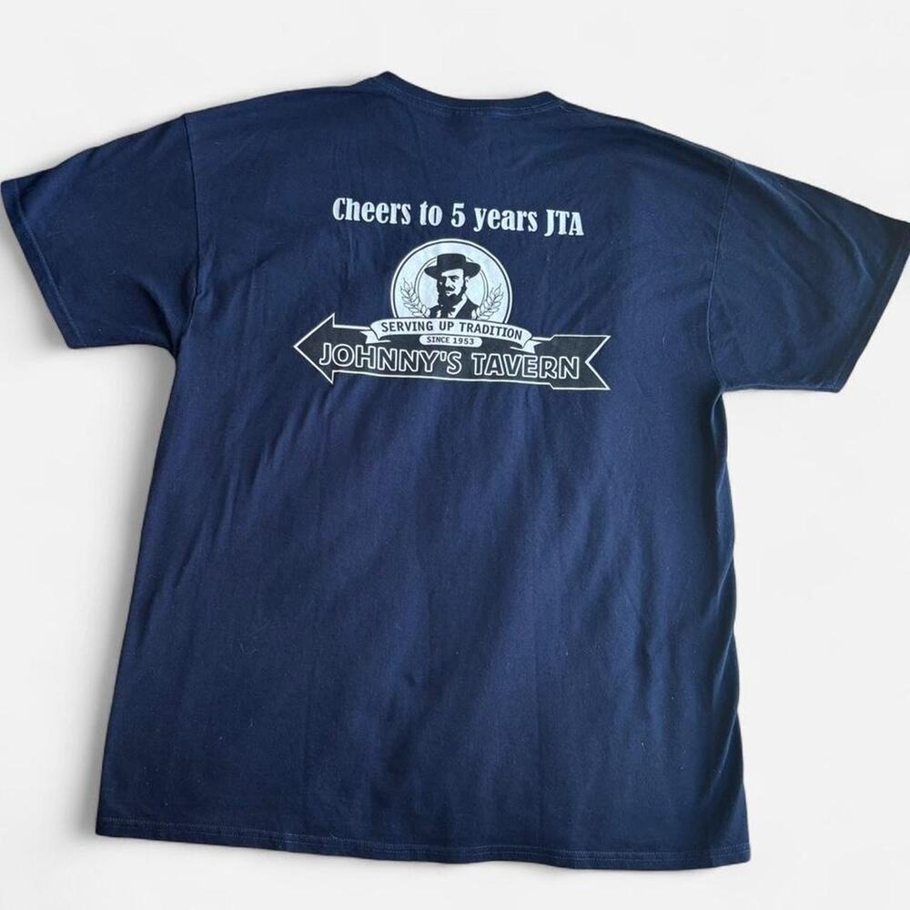 JERZEES Unisex XL Graphic T-Shirt Blue White Dri-Power - Picture 4 of 7